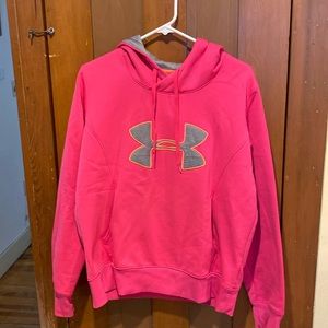 Women’s Under Armour Cold Gear Hot Pink Fleece Hoodie,Size L,Semi-Fitted